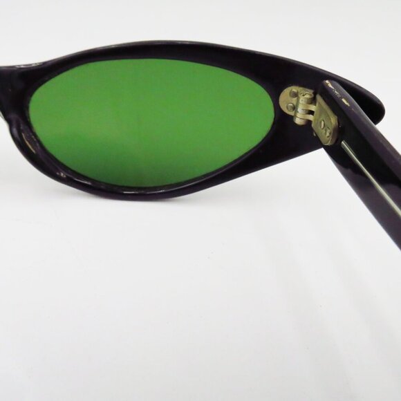 RARE 1950s Vintage Authentic French Sunglasses Winged Cat-Eye Shape Black New main image 5